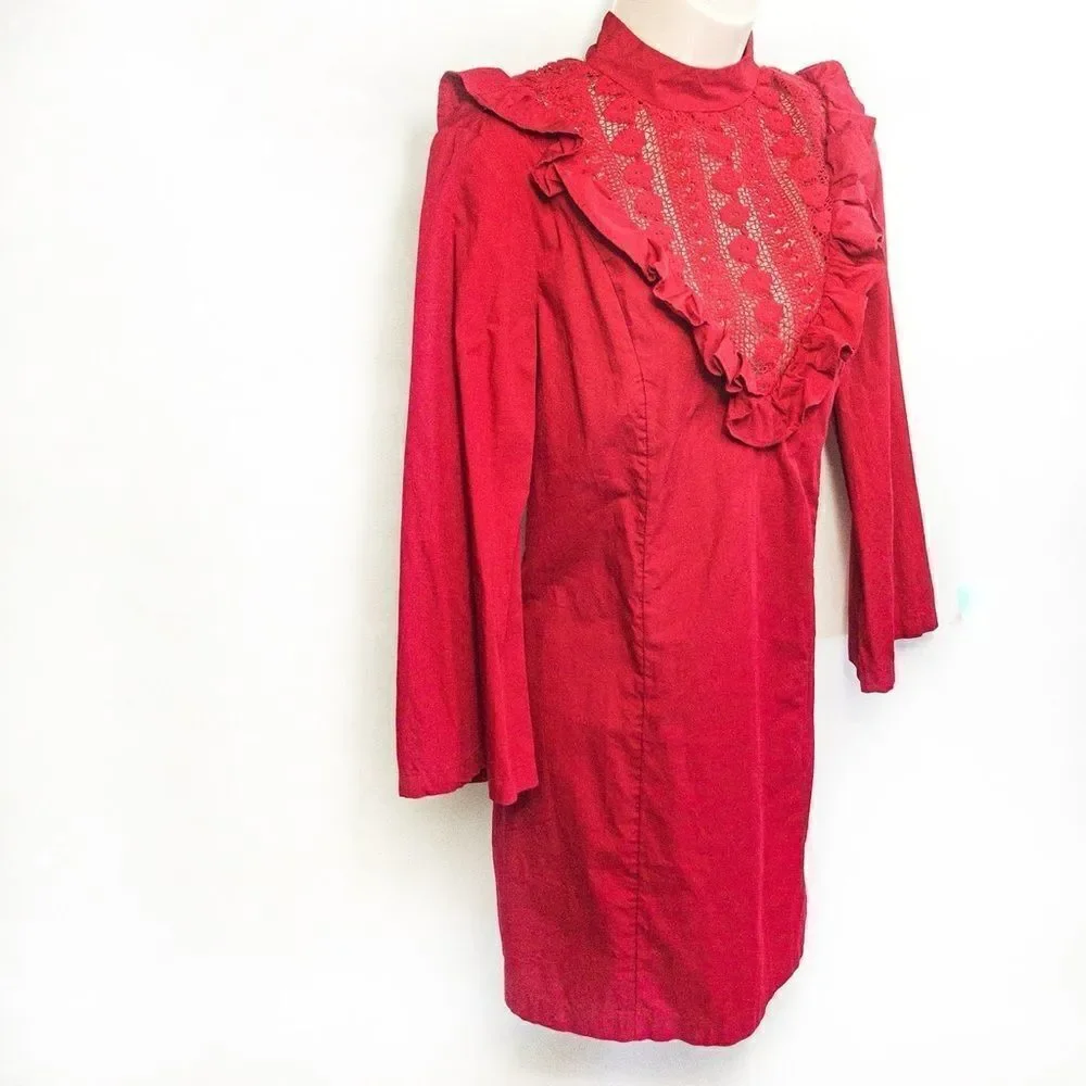 NWT Free People Red Ruffle Dress Sz XS
